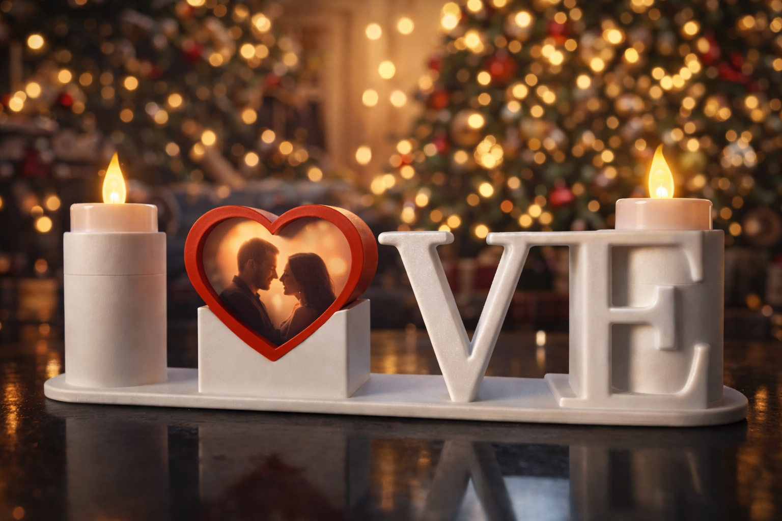 LOVE Fotorahmen mit Kerzenhalter – Personalisierbar